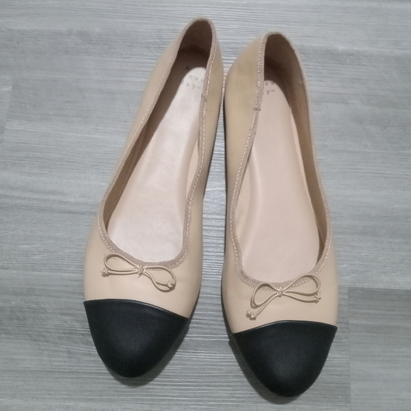 Tan & Black Cap Toe Ballet Flats 11 - Picture 2 of 16